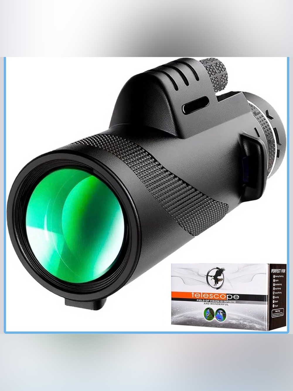 Black Monocular Telescope - High-Definition Green Lens